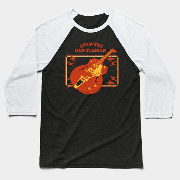 Country Gentleman Guitar Baseball T-Shirt by Daniel Cash Guitar